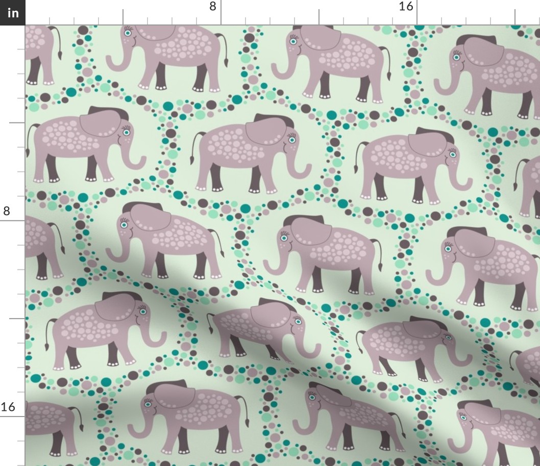 Elephants and Polka Dots (Purple)