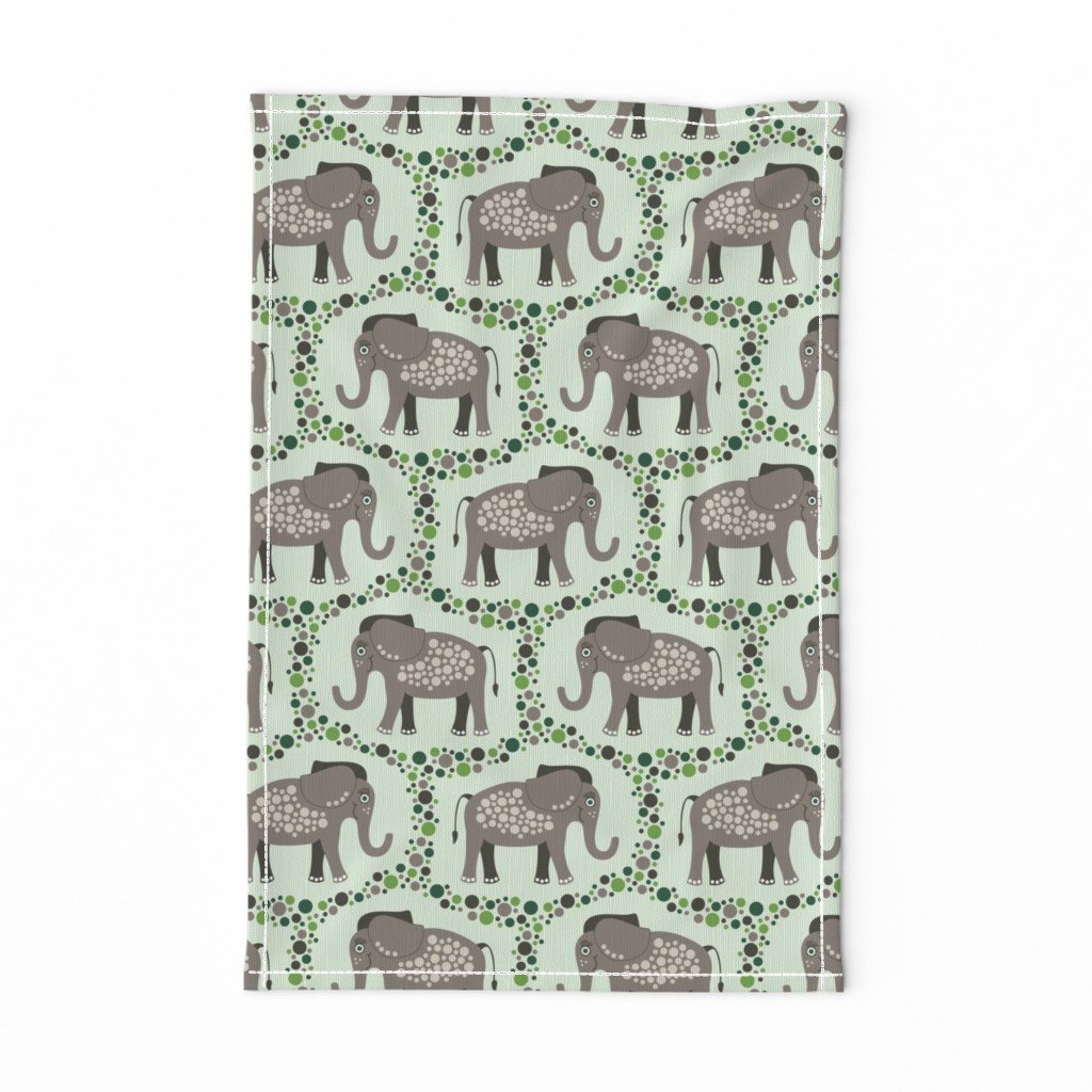 Elephants and Polka Dots (Taupe)