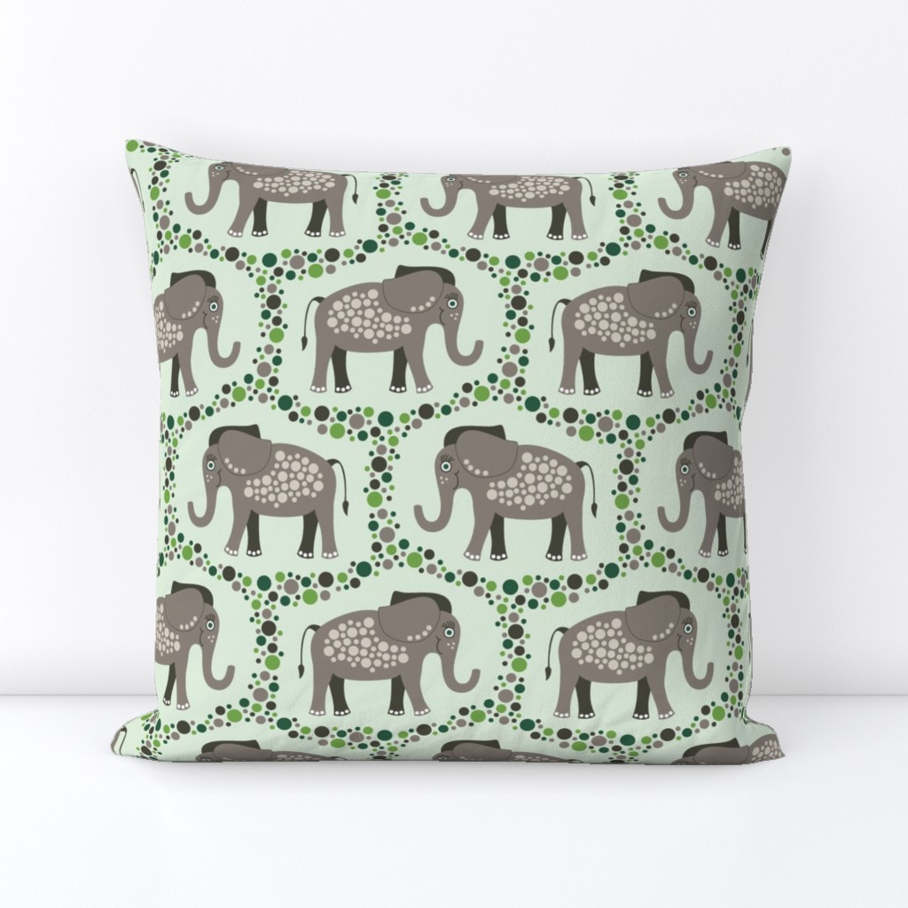 Elephants and Polka Dots (Taupe)