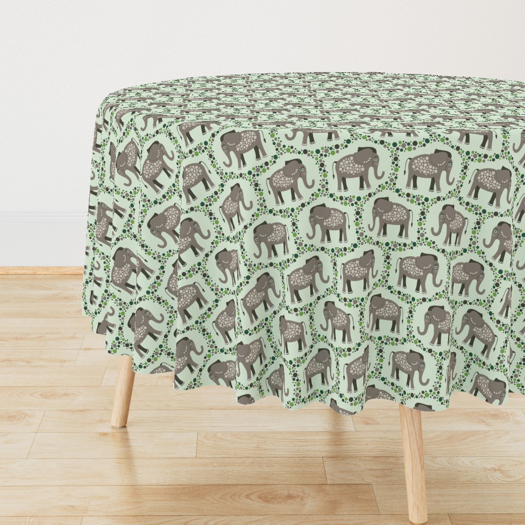 Elephants and Polka Dots (Taupe)