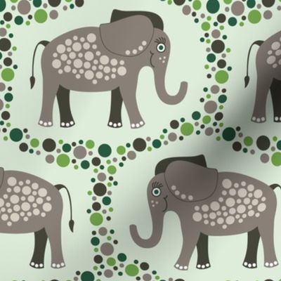 Elephants and Polka Dots (Taupe)