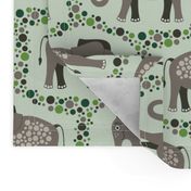 Elephants and Polka Dots (Taupe)
