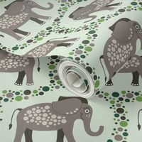 Elephants and Polka Dots (Taupe)