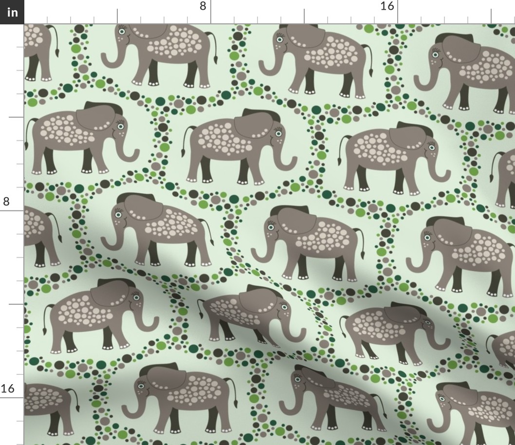 Elephants and Polka Dots (Taupe)