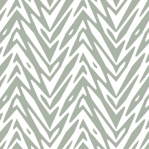 large feather zigzag - pewter grey and white