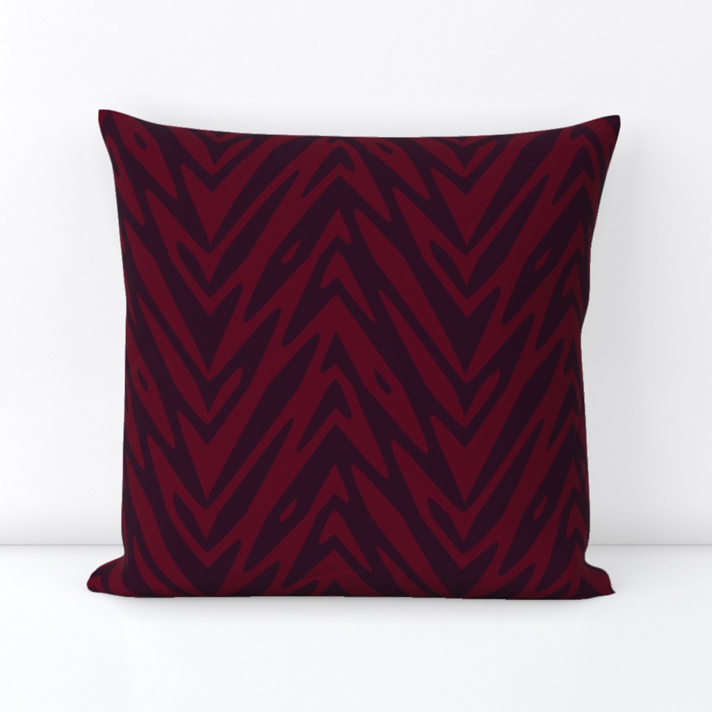 large feather zigzag - maroon and red