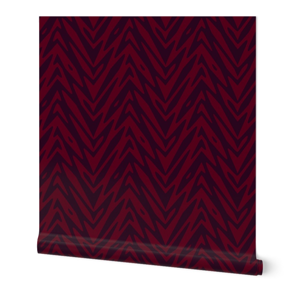 large feather zigzag - maroon and red