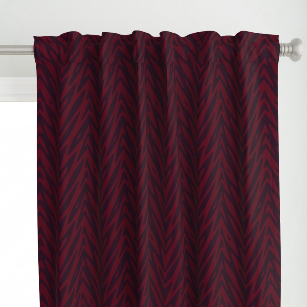 large feather zigzag - maroon and red