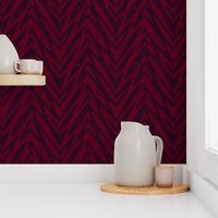 large feather zigzag - maroon and red