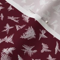 white frost crystals on burgundy