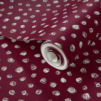 pewter grey chalk polkadots on maroon