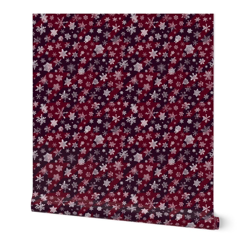 snowflakes on red houndstooth 