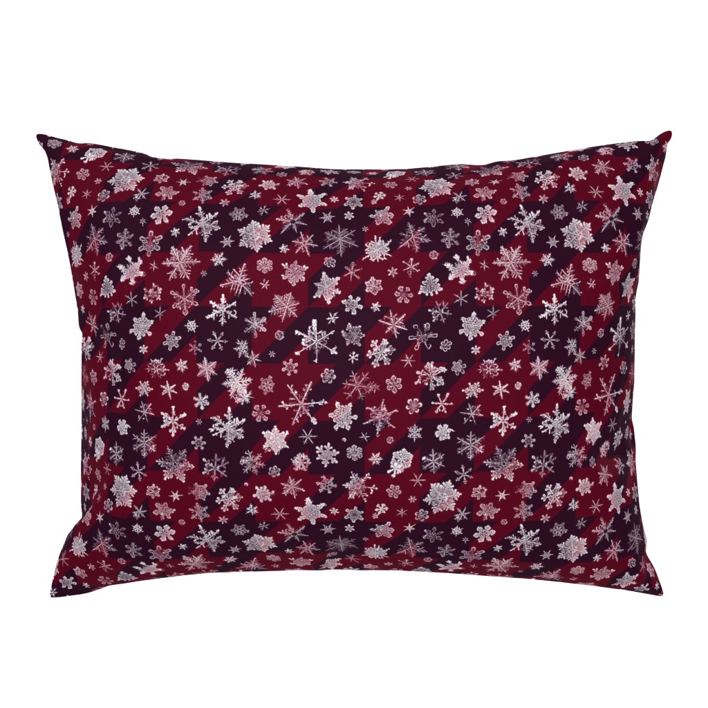 snowflakes on red houndstooth 