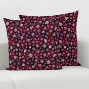 snowflakes on red houndstooth 