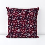 snowflakes on red houndstooth 