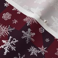 snowflakes on red houndstooth 