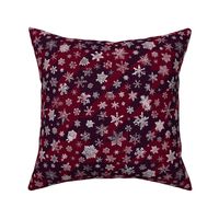snowflakes on red houndstooth 