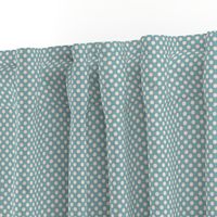 Blush polka dots on teal