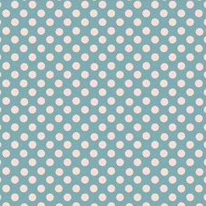 Blush polka dots on teal