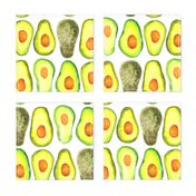 16-13D Jumbo Stripe Watercolor Avocado Fruit Vegetable Green Yellow Forest Large Scale Jumbo Garden Food _ Miss Chiff Designs