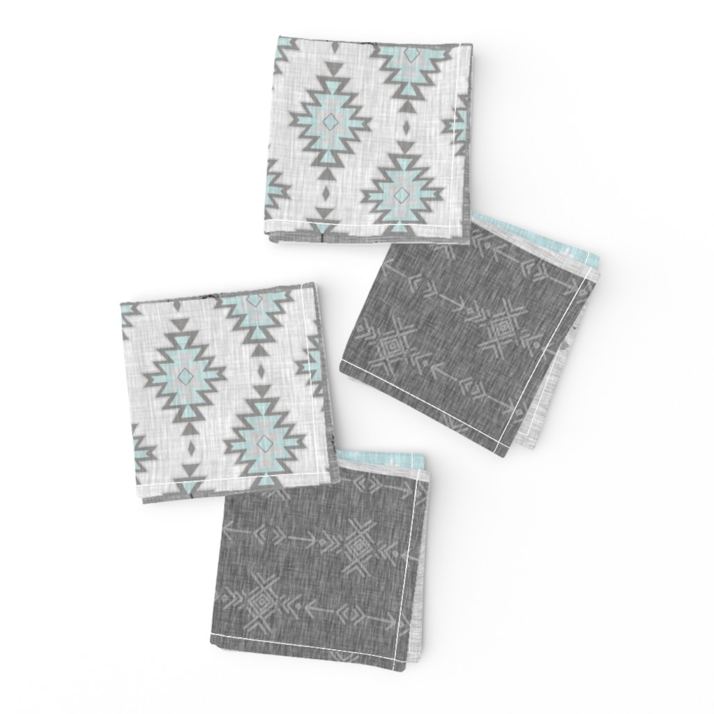 BoHo Horses Quilt - Aqua and Grey - Wild Horses wholecloth quilt