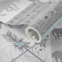 BoHo Horses Quilt - Aqua and Grey - Wild Horses wholecloth quilt