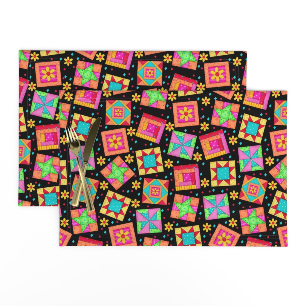 Multicolor Quilt Art Blocks Black Large