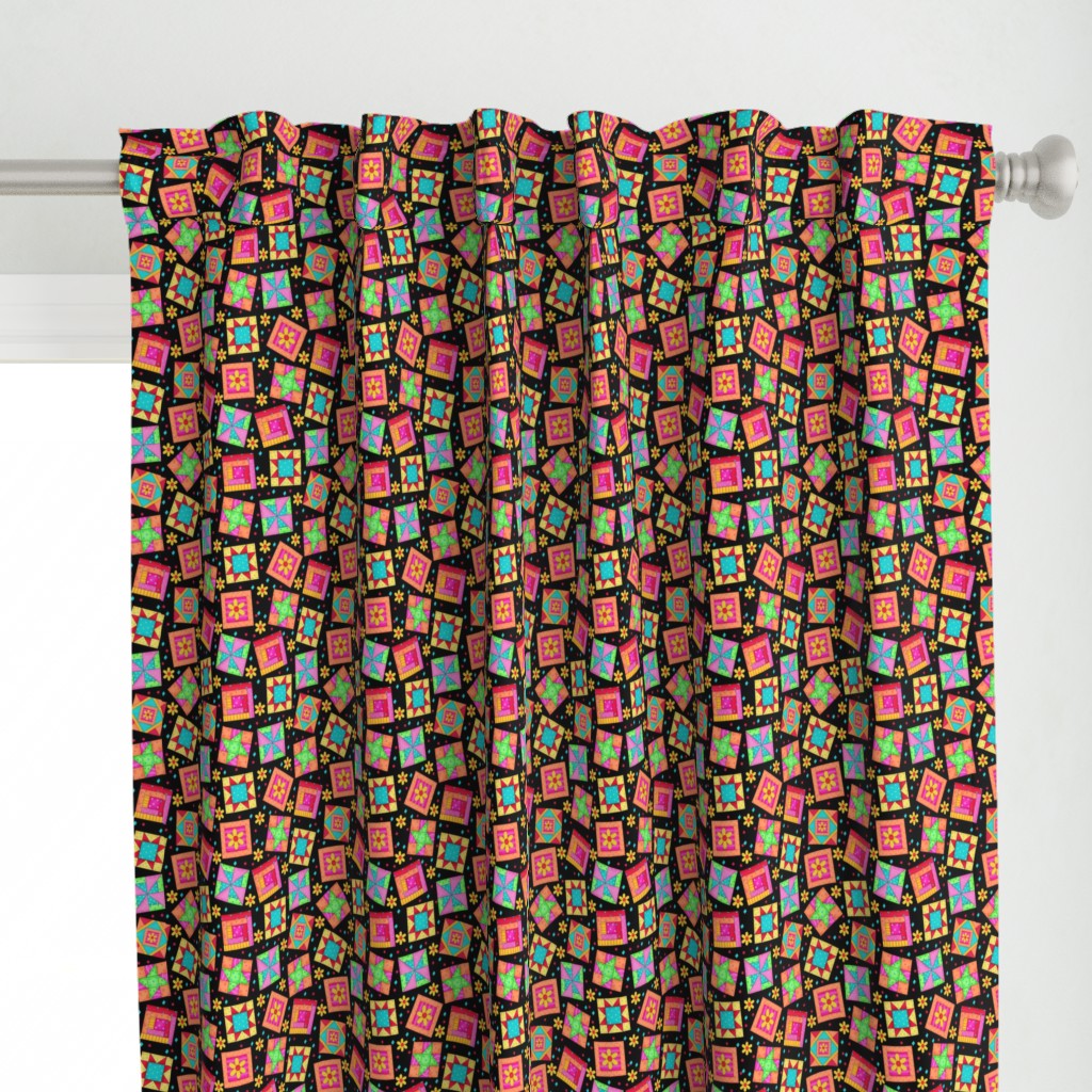 Multicolor Quilt Block Art Black Small