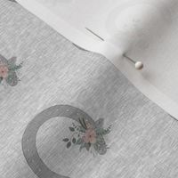 1.5” Floral Horseshoes on grey linen