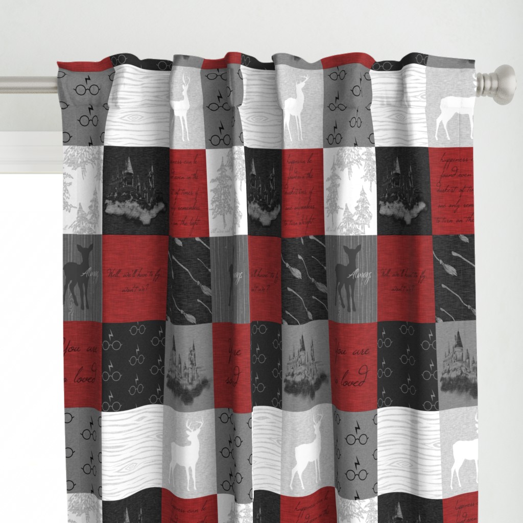 Always Quilt - wizard quotes - Red,Black, white, grey