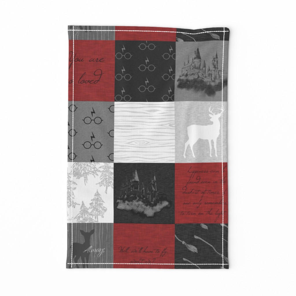 Always Quilt - wizard quotes - Red,Black, white, grey
