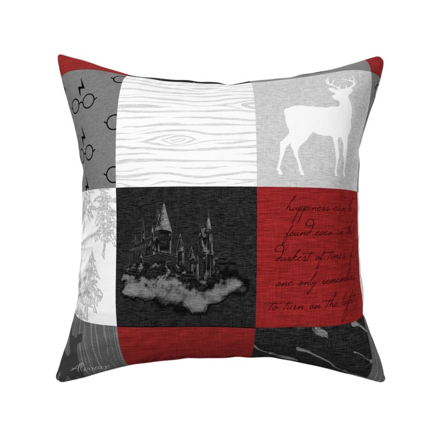 Always Quilt - wizard quotes - Red,Black, white, grey