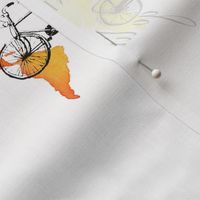 Watercolor World Map and Bike