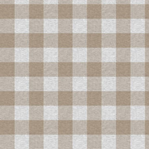 2” textured plaid - light brown and grey