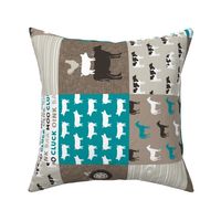 Farm Life - Patchwork wholecloth - turquoise, brown, & tan (90) C18BS