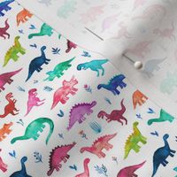 Extra Tiny Multicolored Dinos on White