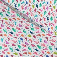 Extra Tiny Multicolored Dinos on White