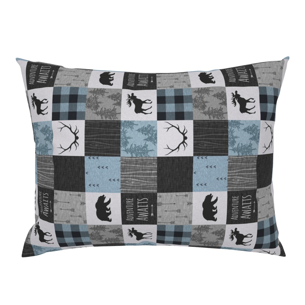 3” Adventure Awaits Quilt- light blue, black and grey