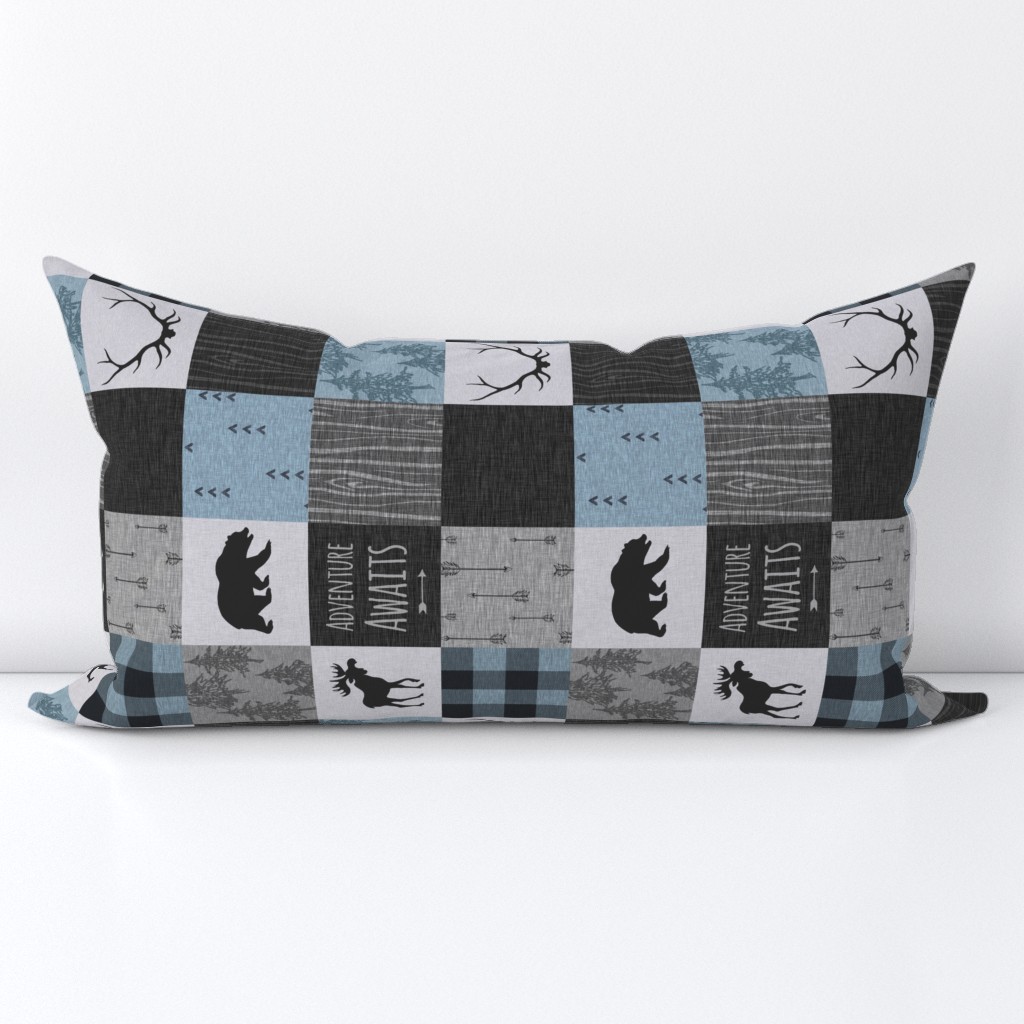 3” Adventure Awaits Quilt- light blue, black and grey