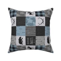 3” Adventure Awaits Quilt- light blue, black and grey