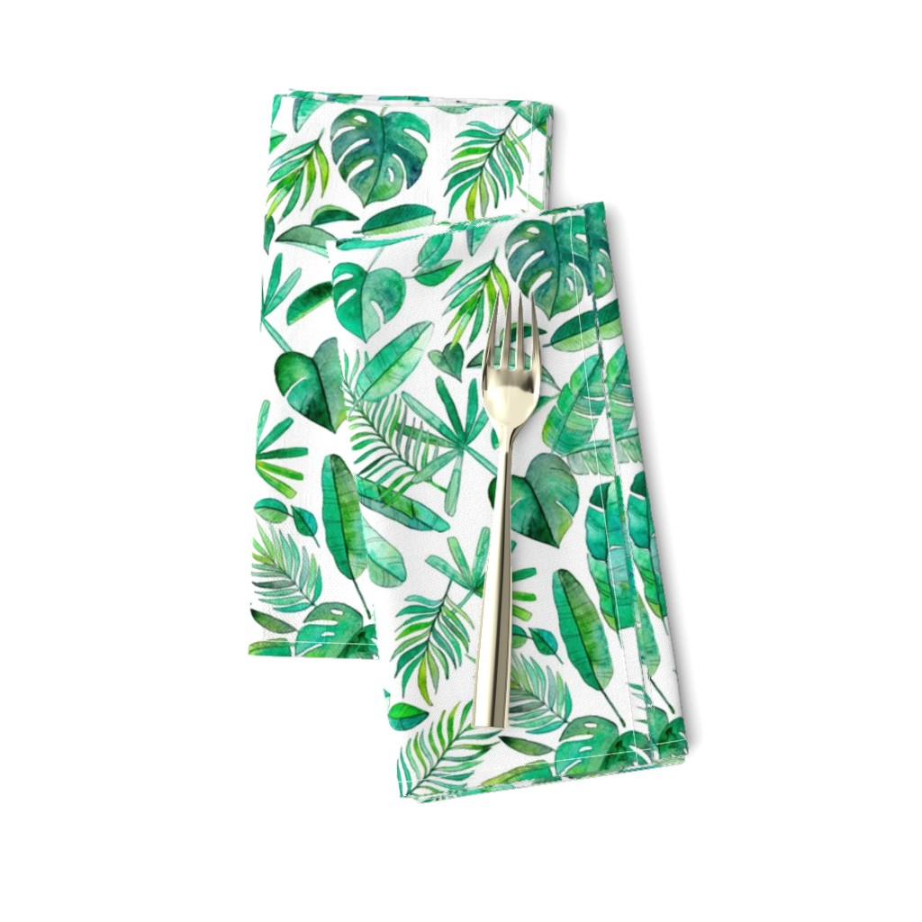 Emerald Tropical Leaf Scatter on White - small