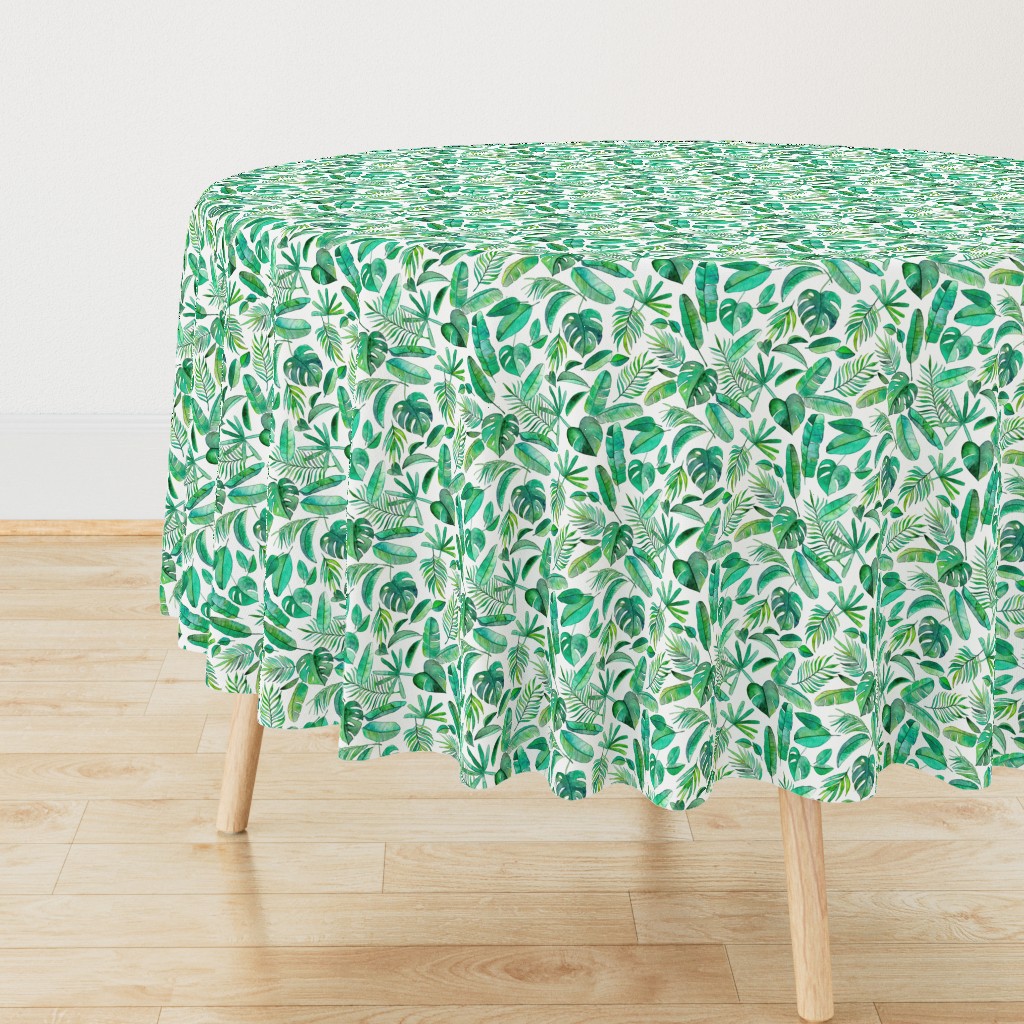 Emerald Tropical Leaf Scatter on White - small