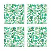 Emerald Tropical Leaf Scatter on White - small