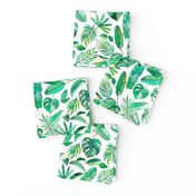 Emerald Tropical Leaf Scatter on White - small