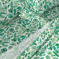 Emerald Tropical Leaf Scatter on White - small