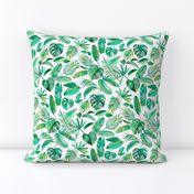 Emerald Tropical Leaf Scatter on White - small