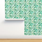 Emerald Tropical Leaf Scatter on White - small