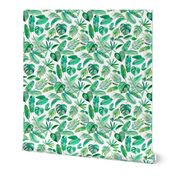 Emerald Tropical Leaf Scatter on White - small