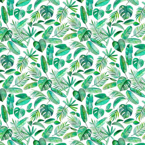 Emerald Tropical Leaf Scatter on White - small