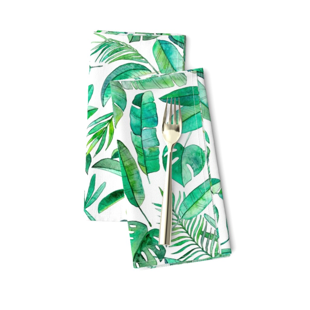 Emerald Tropical Leaf Scatter on White - large